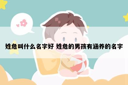 姓危叫什么名字好 姓危的男孩有涵养的名字