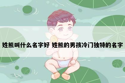 姓熊叫什么名字好 姓熊的男孩冷门独特的名字